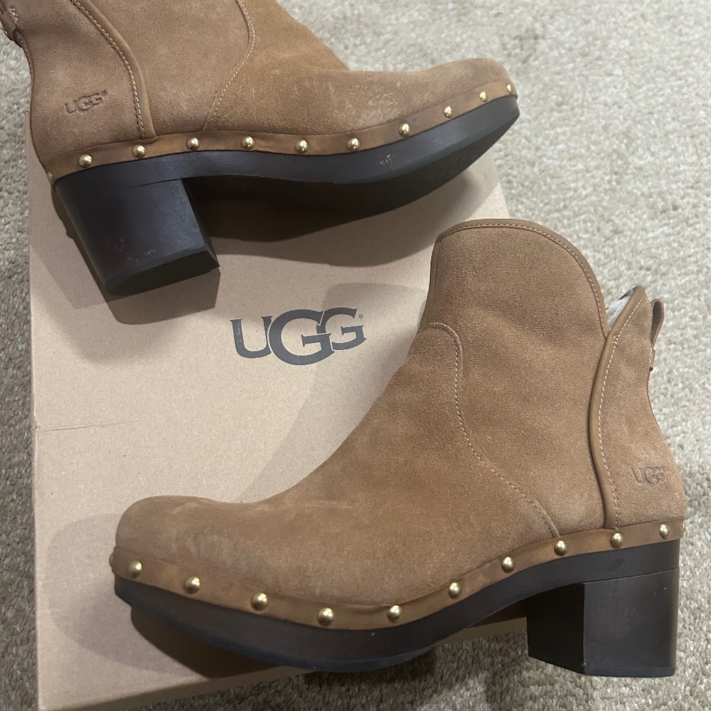 Authentic UGG W CAM II Suede Chestnut Sherling Lined Chunky Platform Y2K Bootie